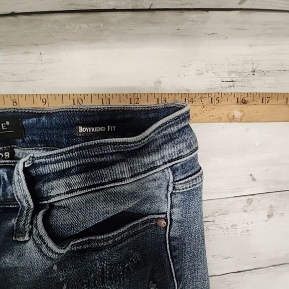 Judy Blue Boyfriend Fit Midrise Jeans Distressed Splatter Ripped Stretchy Sz7/28 - Picture 6 of 15